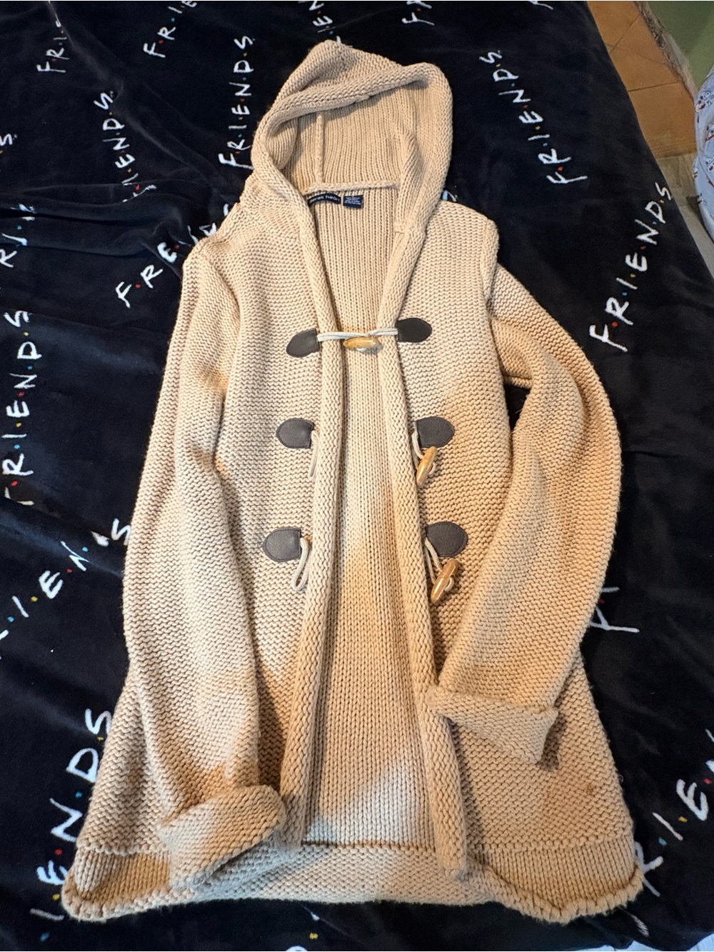 Derek Heart Beige Hooded Toggle Knit Cardigan